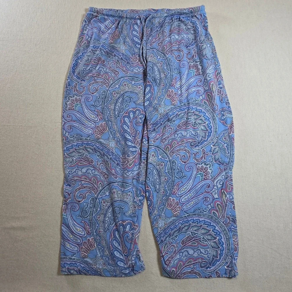 Lauren Ralph Lauren Womens XS Blue Paisley Pajama‎ Set RLR Capri Pants Shirt PJs